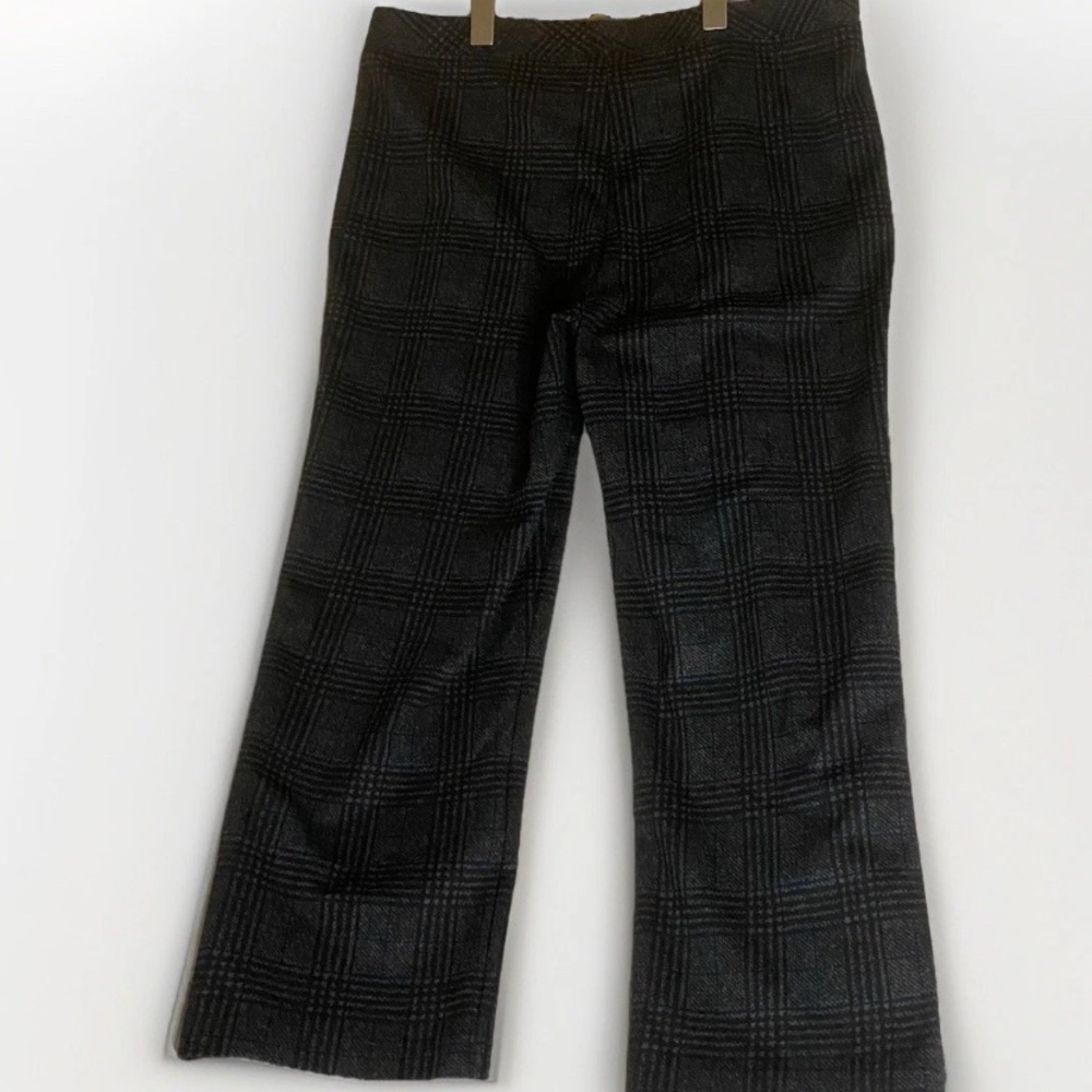 MODE DE VIE Ankle Pants Women’s 14 Gray Plaid Wide Leg Stretch Casual Preppy - Picture 2 of 8